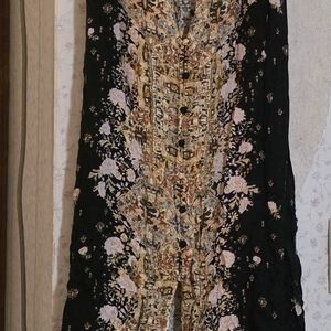 Free People Black Dress with Floral and Abstract Patterns